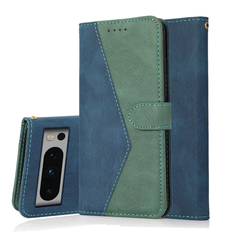 

For Google Pixel 8 Pro Dual-color Stitching Leather Phone Case(Blue Green)