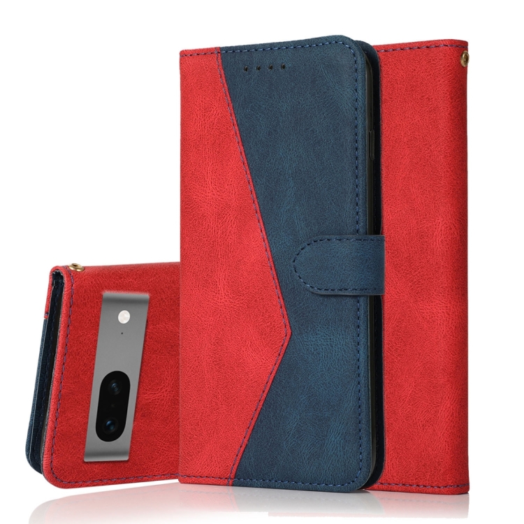 

For Google Pixel 7 5G Dual-color Stitching Leather Phone Case(Red Blue)