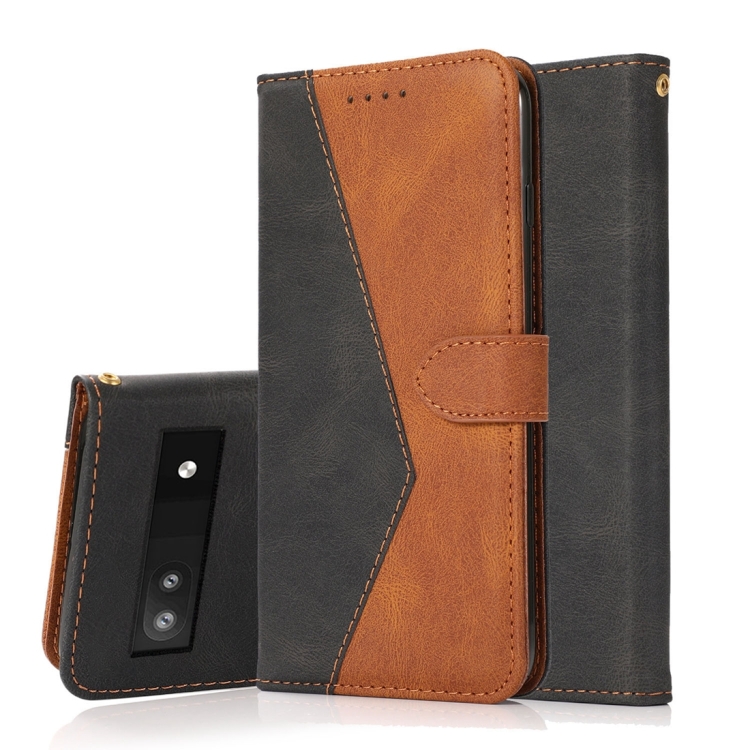 

For Google Pixel 6a Dual-color Stitching Leather Phone Case(Black Brown)