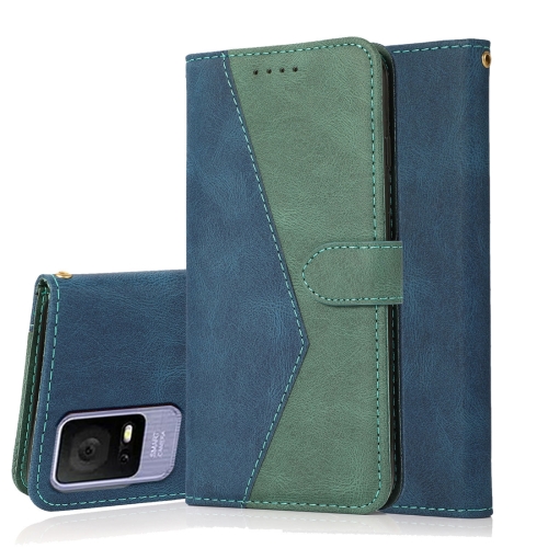 

For TCL 405 / 406 / 408 Dual-color Stitching Leather Phone Case(Blue Green)