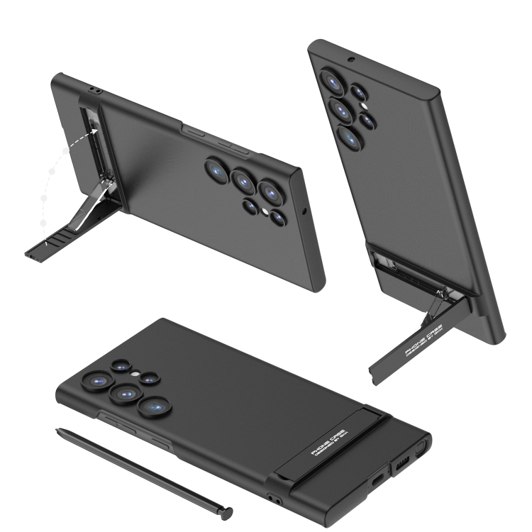 

For Samsung Galaxy S23 Ultra 5G GKK Triumph Ultra Thin Full Coverage Phone Case with Stand(Black)