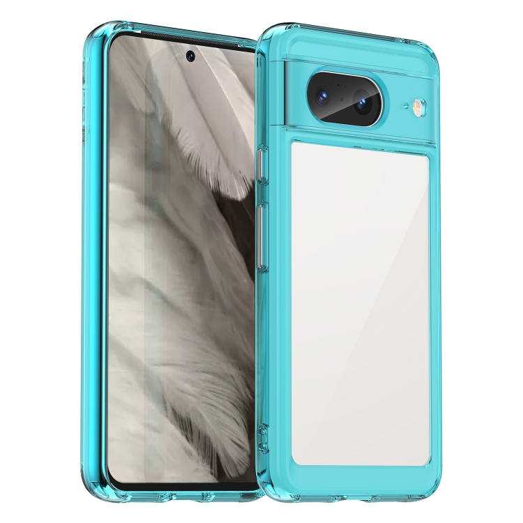 

For Google Pixel 8 Colorful Series Acrylic + TPU Phone Case(Transparent Blue)