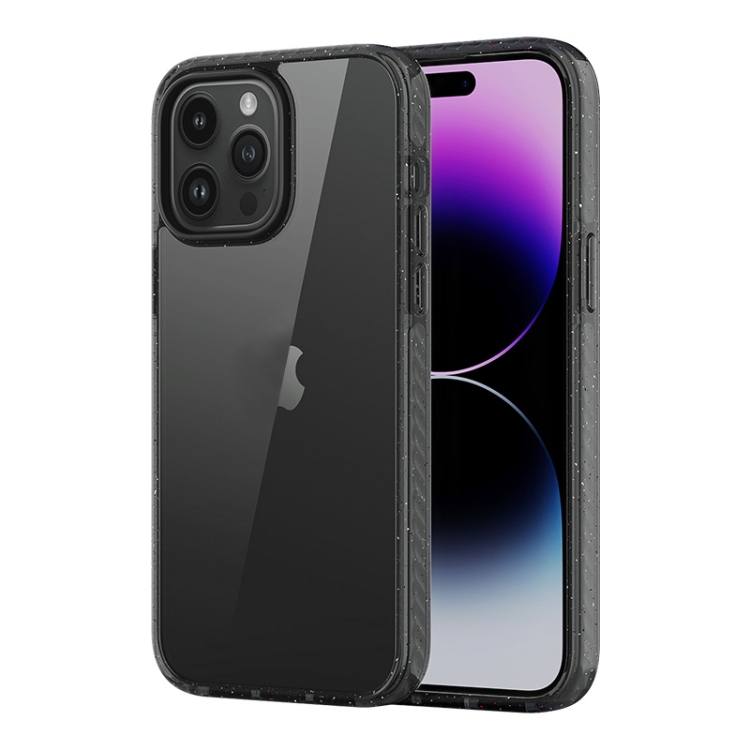 

For iPhone 14 Pro Max Rock Crystal Armor PC Shockproof TPU Phone Case(Transparent Black)