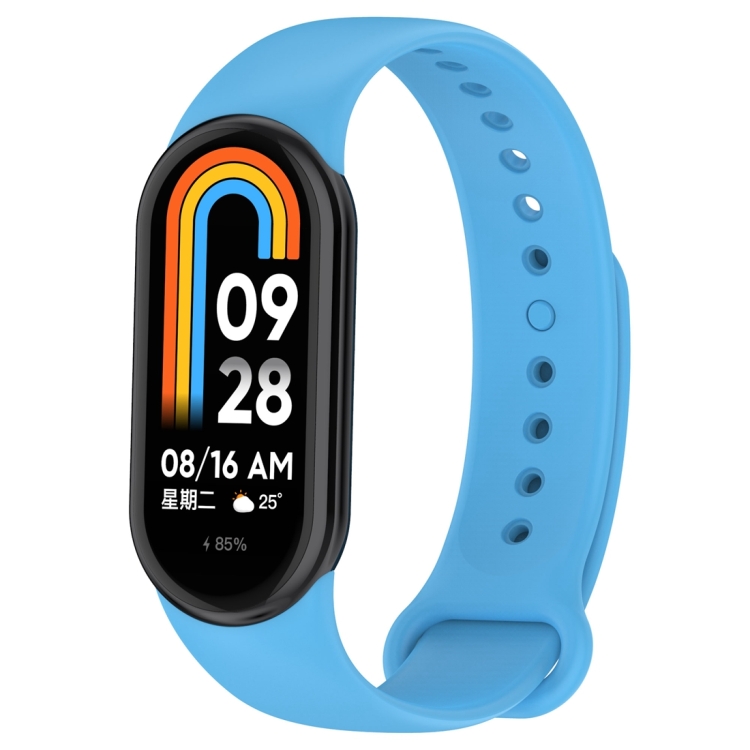

For Xiaomi Mi Band 8 Solid Color Silicone Plug Replacement Watch Band(Sky Blue)