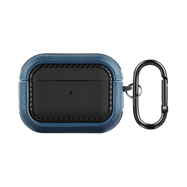 

For AirPods Pro Leather Texture Earphone Protective Case(Black Blue)