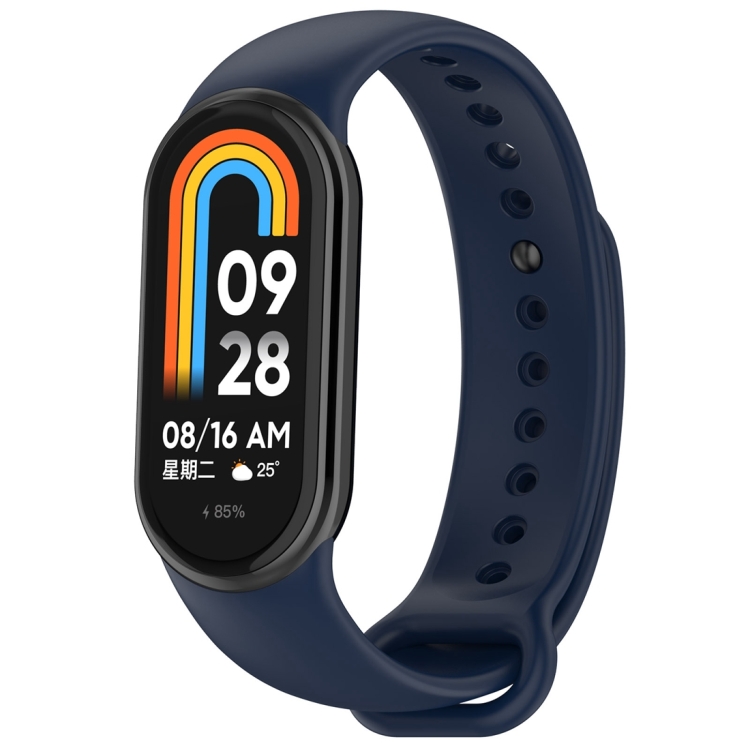 

For Xiaomi Mi Band 8 Solid Color Stainless Steel Plug Replacement Watch Band(Midnight Blue)