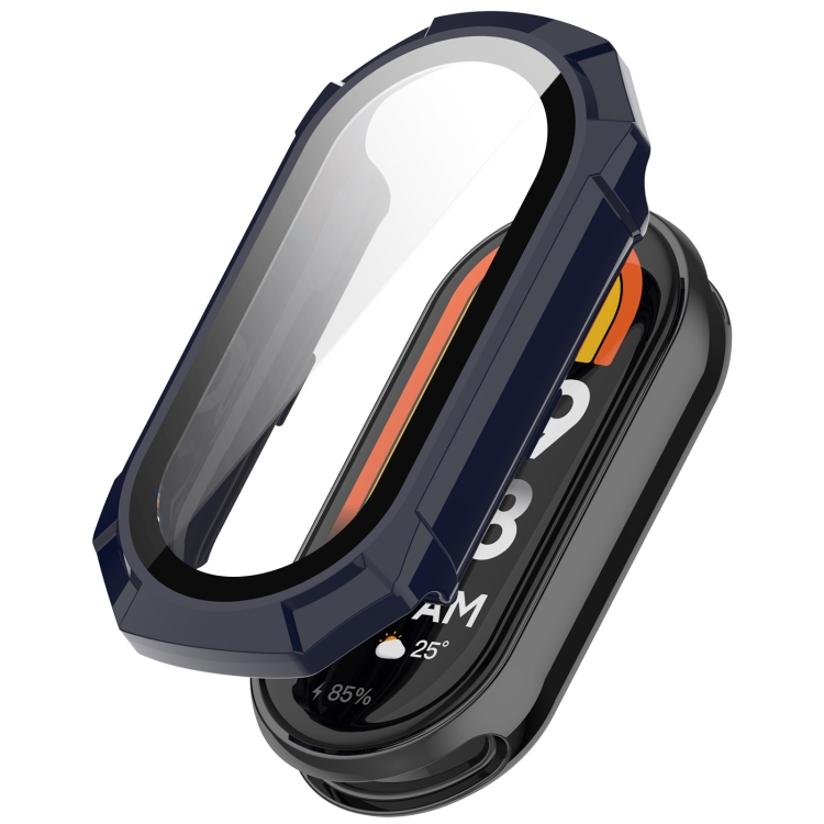 

For Xiaomi Mi Band 8 PC + Tempered Glass Integrated Protective Watch Case(Ink Blue)