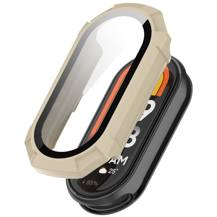 

For Xiaomi Mi Band 8 PC + Tempered Glass Integrated Protective Watch Case(Ivory White)