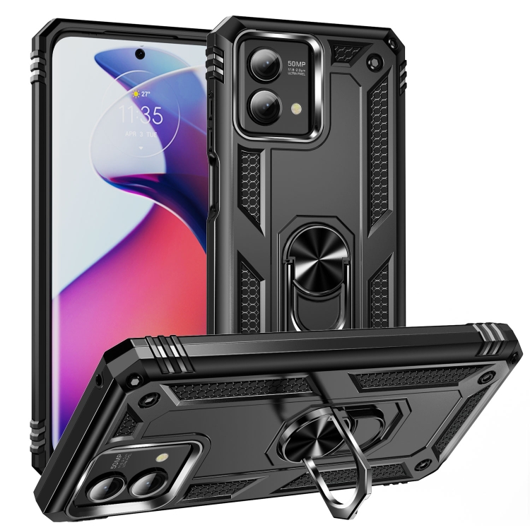 

For Motorola Moto G Stylus 5G 2023 Shockproof TPU + PC Phone Case with Holder(Black)