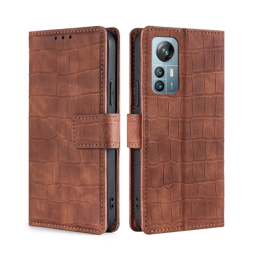 

For Blackview A85 Skin Feel Crocodile Magnetic Clasp Leather Phone Case(Brown)