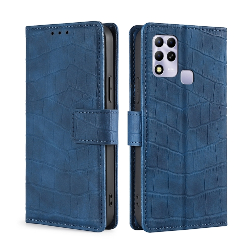 

For Infinix Hot 11 Russian Skin Feel Crocodile Magnetic Clasp Leather Phone Case(Blue)
