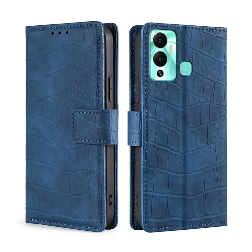 

For Infinix Hot 12 Play Skin Feel Crocodile Magnetic Clasp Leather Phone Case(Blue)