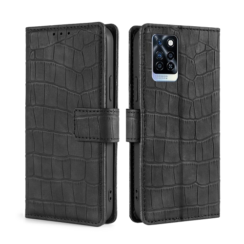 

For Infinix Note 10 Pro Skin Feel Crocodile Magnetic Clasp Leather Phone Case(Black)