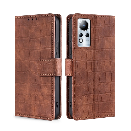 

For Infinix Note 11 Skin Feel Crocodile Magnetic Clasp Leather Phone Case(Brown)