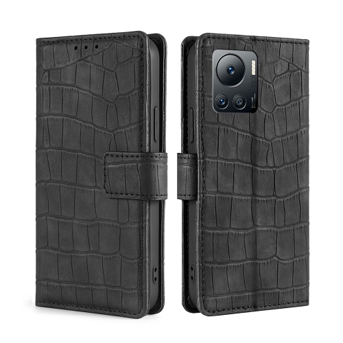 

For Infinix Note 12 VIP Skin Feel Crocodile Magnetic Clasp Leather Phone Case(Black)