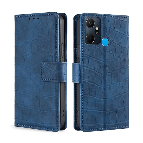 

For Infinix Smart 6 Plus Skin Feel Crocodile Magnetic Clasp Leather Phone Case(Blue)