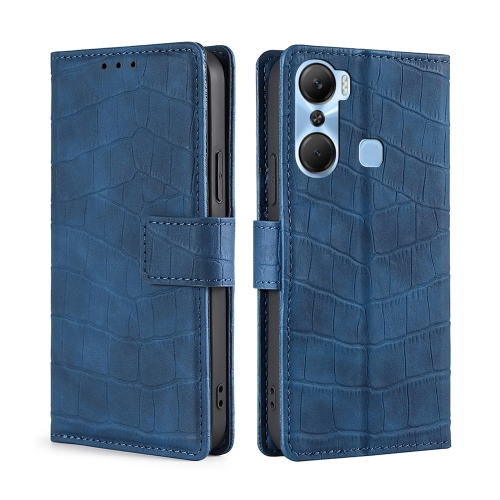 

For Infinix Hot 12 Pro Skin Feel Crocodile Magnetic Clasp Leather Phone Case(Blue)