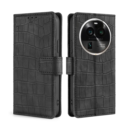 

For OPPO Find X6 Pro 5G Skin Feel Crocodile Magnetic Clasp Leather Phone Case(Black)
