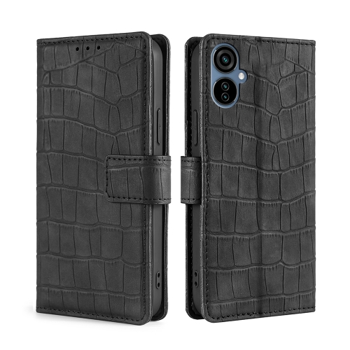 

For Tecno Camon 19 Neo Skin Feel Crocodile Magnetic Clasp Leather Phone Case(Black)