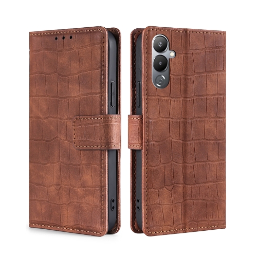 

For Tecno Pova 4 Skin Feel Crocodile Magnetic Clasp Leather Phone Case(Brown)