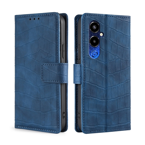 

For Tecno Pova 4 Pro Skin Feel Crocodile Magnetic Clasp Leather Phone Case(Blue)