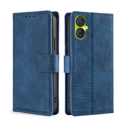 

For Tecno Spark 9 Pro Skin Feel Crocodile Magnetic Clasp Leather Phone Case(Blue)