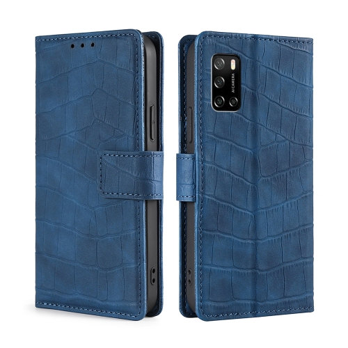 

For Rakuten Big S Skin Feel Crocodile Magnetic Clasp Leather Phone Case(Blue)