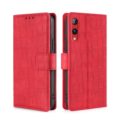 

For Rakuten Hand 4G Skin Feel Crocodile Magnetic Clasp Leather Phone Case(Red)