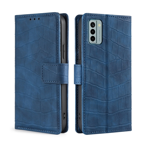 

For Nokia G22 Skin Feel Crocodile Magnetic Clasp Leather Phone Case(Blue)