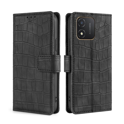 

For Honor X5 4G Skin Feel Crocodile Magnetic Clasp Leather Phone Case(Black)