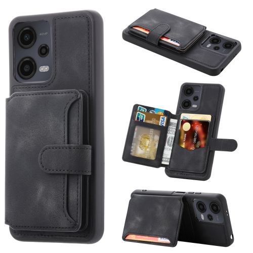 

For Xiaomi Redmi Note 12 5G Global & India / Poco X5 Skin Feel Dream RFID Anti-theft PU Card Bag Phone Case(Black)