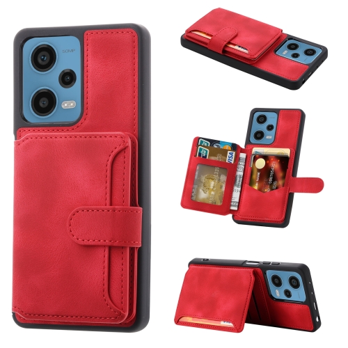 

For Xiaomi Redmi Note 12 Pro 5G Global & India / Poco X5 Pro Skin Feel Dream RFID Anti-theft PU Card Bag Phone Case(Red)