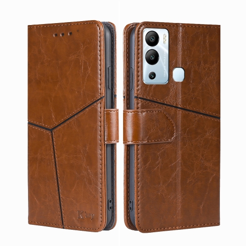 

For Infinix Hot 12i Geometric Stitching Flip Leather Phone Case(Light Brown)