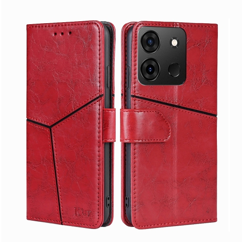 

For Infinix Smart 7 Geometric Stitching Flip Leather Phone Case(Red)