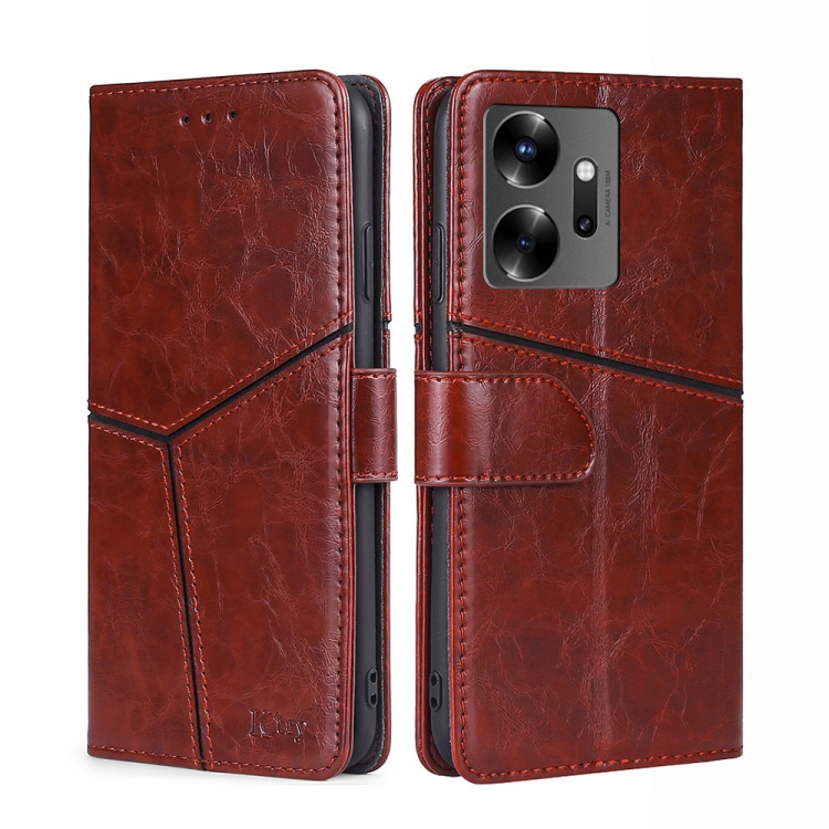 

For Infinix Zero 20 Geometric Stitching Flip Leather Phone Case(Dark Brown)