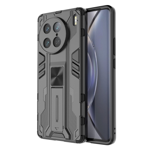 

For vivo X90 Pro 5G Supersonic PC + TPU Shock-proof Protective Phone Case with Holder(Black)