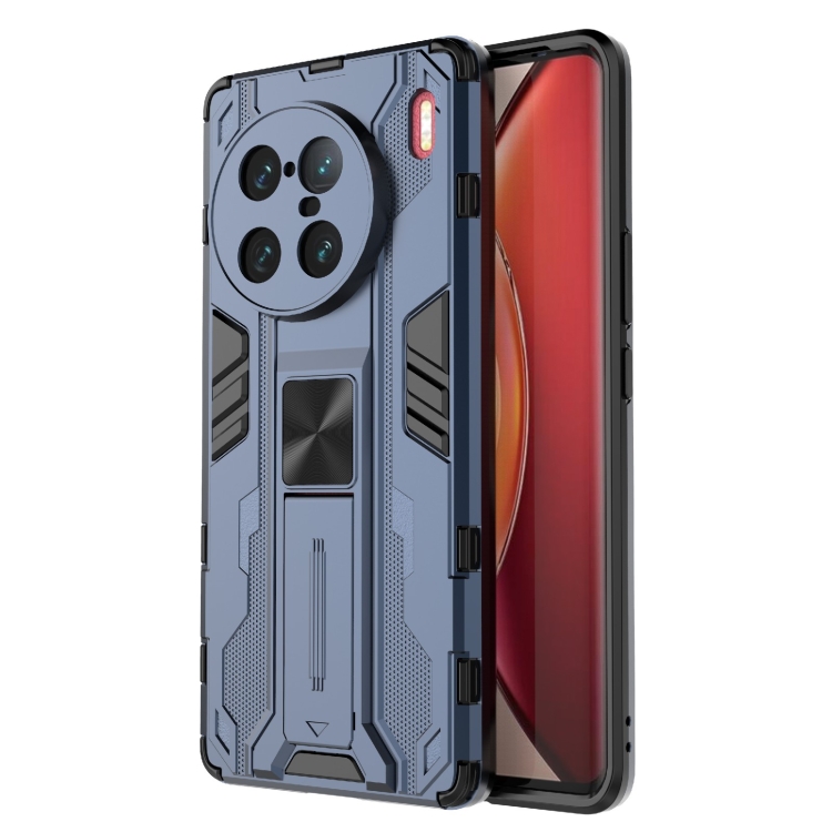 

For vivo X90 Pro+ 5G Supersonic PC + TPU Shock-proof Protective Phone Case with Holder(Blue)