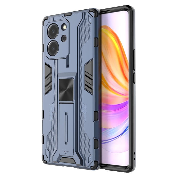 

For Honor 80 SE 5G Supersonic PC + TPU Shock-proof Protective Phone Case with Holder(Blue)