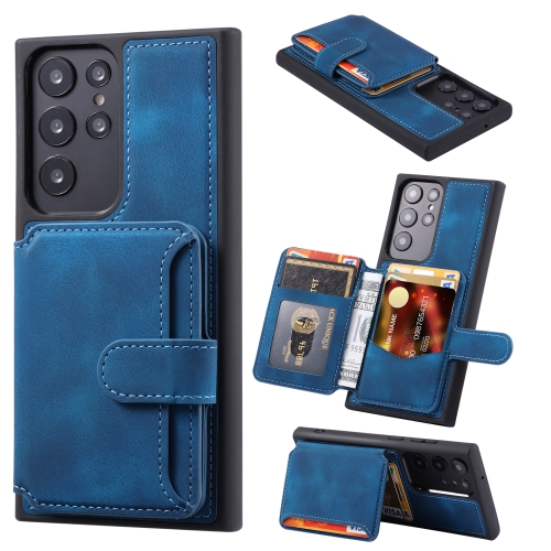 

For Samsung Galaxy S24 Ultra 5G Skin Feel Dream RFID Anti-theft PU Card Bag Phone Case(Peacock Blue)