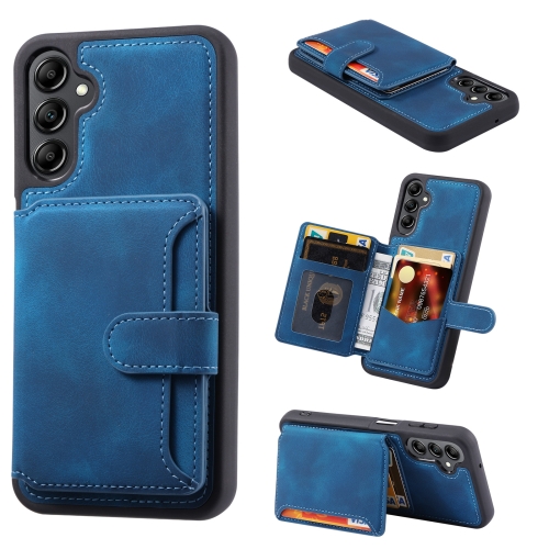 

For Samsung Galaxy A35 5G Skin Feel Dream RFID Anti-theft PU Card Bag Phone Case(Peacock Blue)