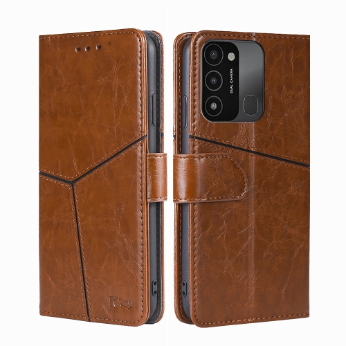 

For Tecno Spark 8C / Spark GO 2022 Geometric Stitching Flip Leather Phone Case(Light Brown)