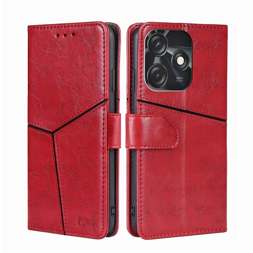 

For Tecno Spark 10C Geometric Stitching Flip Leather Phone Case(Red)