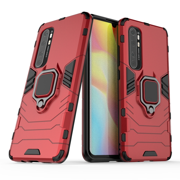 

For Xiaomi Mi Note 10 Lite PC + TPU Anti-fall Protective Case with Ring Holder(Red)