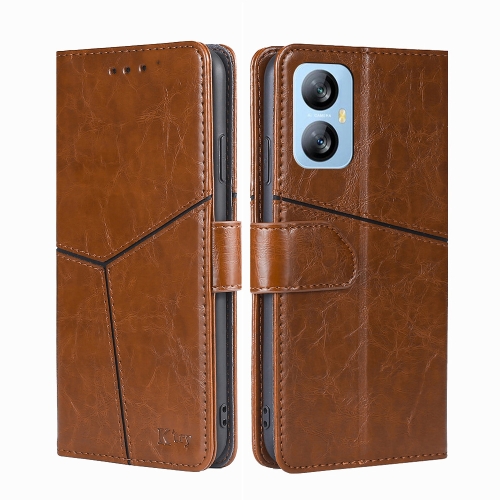 

For Blackview A52 Geometric Stitching Flip Leather Phone Case(Light Brown)