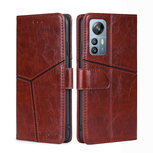 

For Blackview A85 Geometric Stitching Flip Leather Phone Case(Dark Brown)