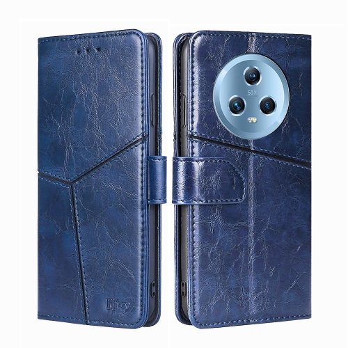 

For Honor Magic5 Geometric Stitching Flip Leather Phone Case(Blue)