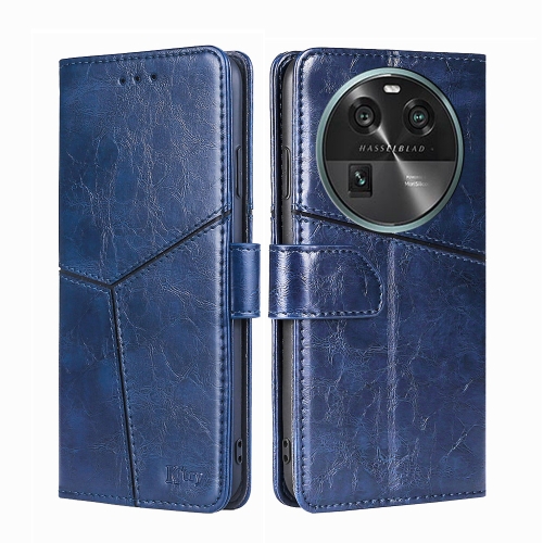 

For OPPO Find X6 5G Geometric Stitching Flip Leather Phone Case(Blue)