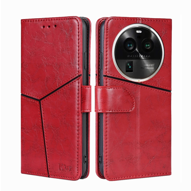 

For OPPO Find X6 Pro 5G Geometric Stitching Flip Leather Phone Case(Red)