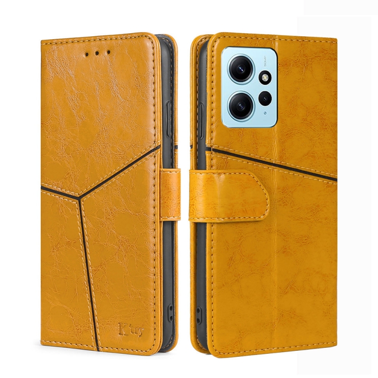 

For Xiaomi Redmi Note 12 4G Global Geometric Stitching Flip Leather Phone Case(Yellow)