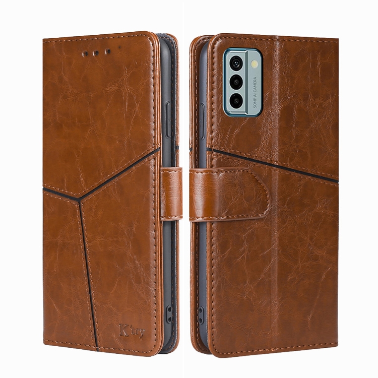 

For Nokia G22 Geometric Stitching Flip Leather Phone Case(Light Brown)